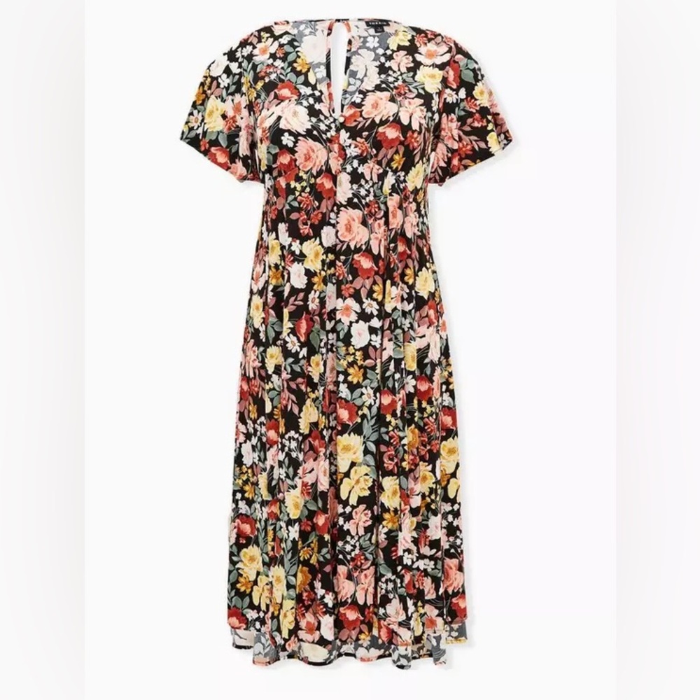 Torrid Floral Button Front Midi Dress size 2